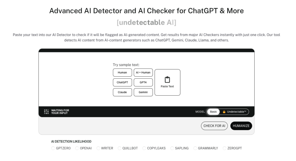 Undetectable AI: AI Detectors for Students